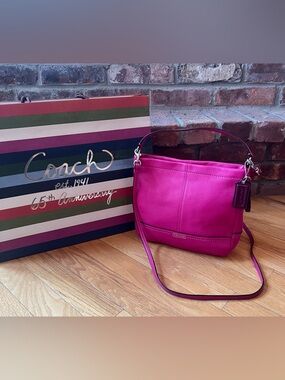 Coach Magenta Pink Park Leather Mini Duffle Crossbody F49160